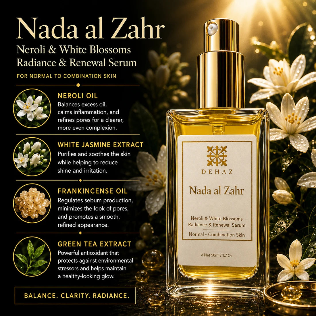 NADA AL ZAHR Oil Serum 1.7 oz / Normal -Combination Skin