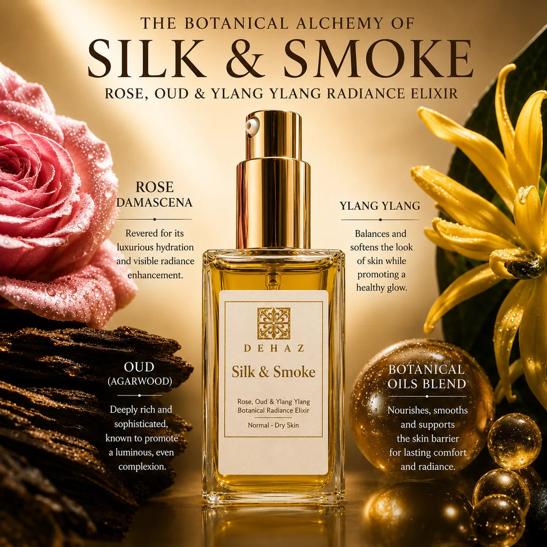 SILK & SMOKE - Rose Oud & Ylang Ylang Serum 1.7 oz – Normal - Dry Skin