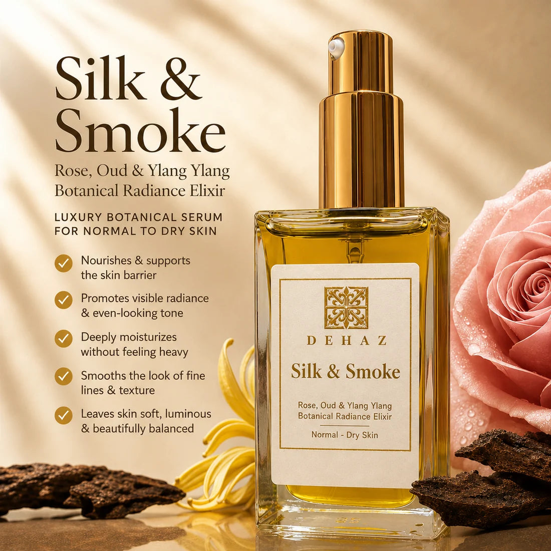 SILK & SMOKE - Rose Oud & Ylang Ylang Serum 1.7 oz – Normal - Dry Skin