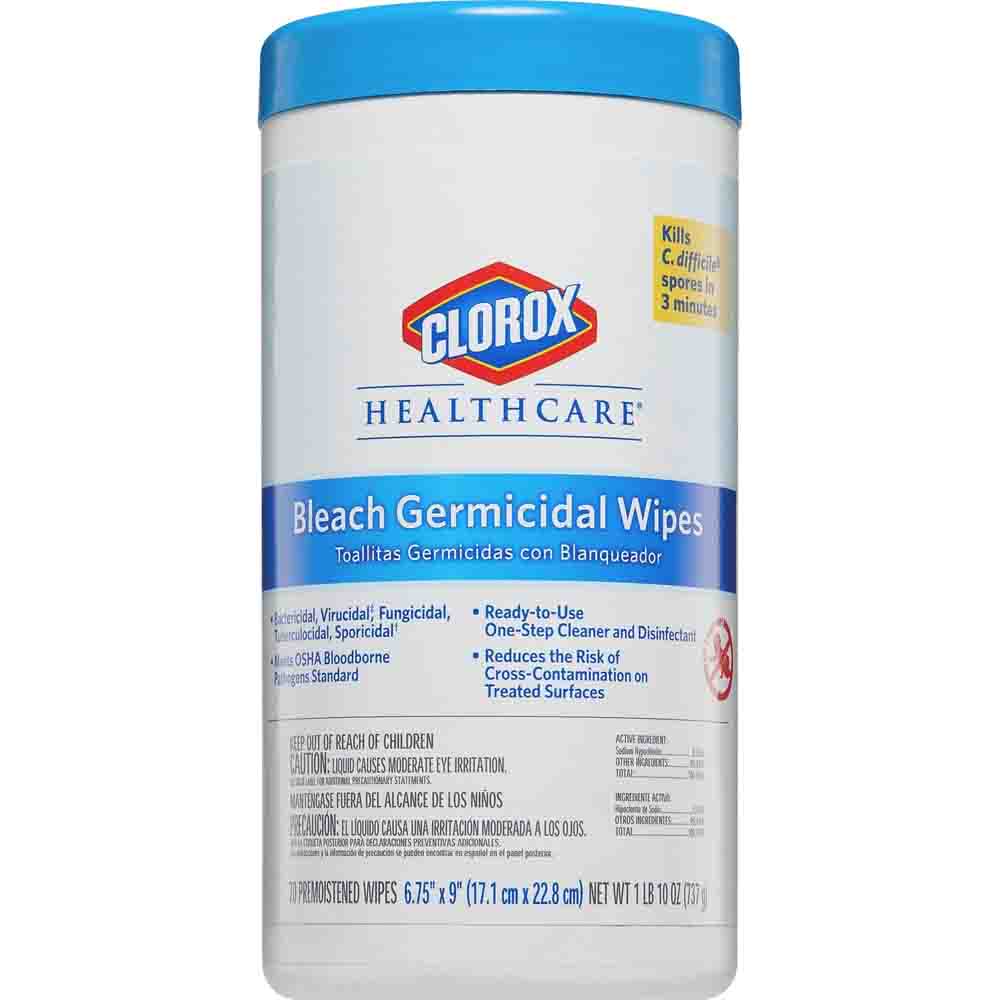 Clorox Healthcare Bleach Germicidal Wipes, 150 Count Canister