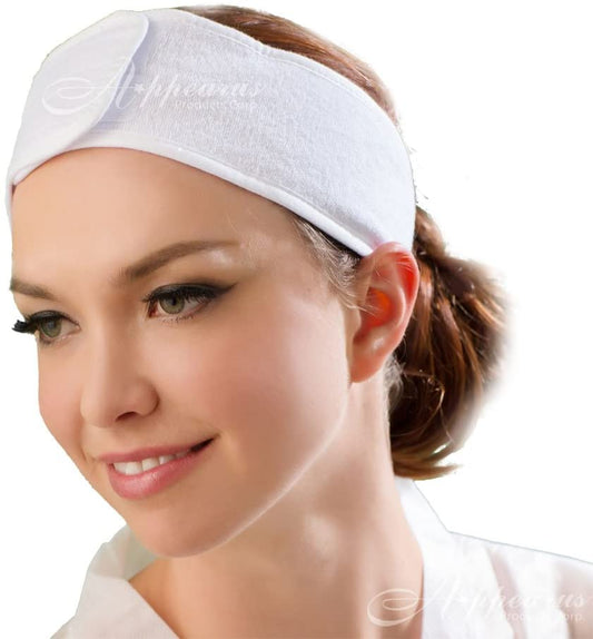 Headband Stretchable Reusable Velcro  10 pack white