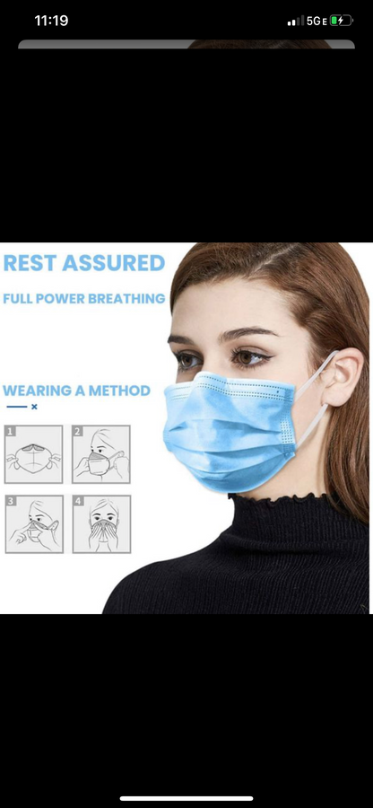 Máscara Azul 3ply 50ct 